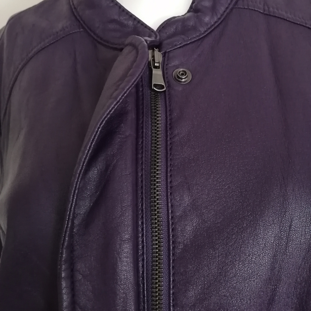 Sisley Women's Deep Purple Leather Jacket - Picture 6 of 10